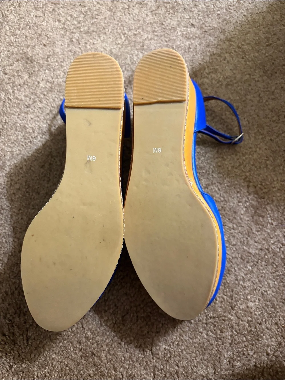 Jeffrey Campbell Bright Blue Wooden Platform Wedges with Ankle Strap
